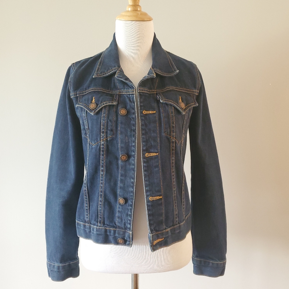 Earl Jean denim jean jacket dark wash long sleeve